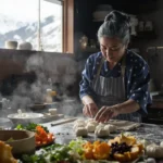 Femme en pleine recette de Oyaki dans la tradition japonaise