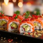 Des sushis aux couleurs de Noël rouge et vert